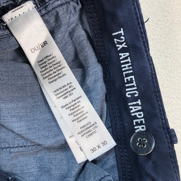 DU/ER Pants Men's 30 (29x29) Navy T2X Athletic Taper Lightweight Stretch Travel - Picture 14 of 16